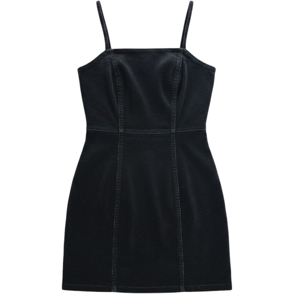 Black Corduroy Corset Mini Dress Sz XXS Y2K Velvet Cowgirl Grunge Goth Layer H&M